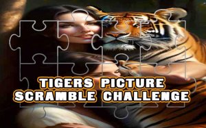 Tigers Picture Scramble Challenge - Tile Sliding Puzzle Online Game